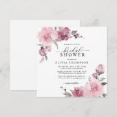 Invitation Fête des mariées florale de couleur bleu-blanc Ros (Devant / Derrière)