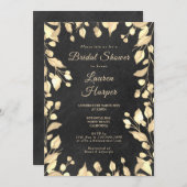 Invitation Fête des mariées florale de crème de tableau noir (Devant / Derrière)