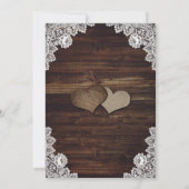 Invitation Fête des mariées florale de dentelle de bois rusti (Dos)