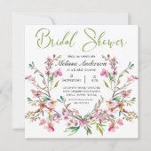 Invitation Fête des mariées florale de fleurs de cerisier ros (Devant)