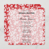 Invitation Fête des mariées florale de fleurs de cerisier rou (Devant / Derrière)