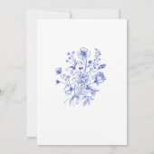 Invitation Fête des mariées florale de la Chinoiserie bleue (Dos)