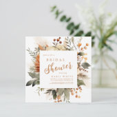 Invitation Fête des mariées florale de la chute d'orange brûl (Debout devant)