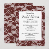 Invitation Fête des mariées florale de la dentelle rouge de B (Devant / Derrière)