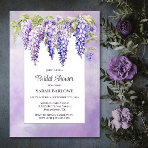 Invitation Fête des mariées florale de la glycine violette