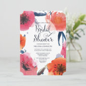 Invitation Fête des mariées florale de la marine (Debout devant)