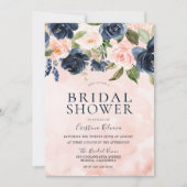 Invitation Fête des mariées florale de la marine (Devant)