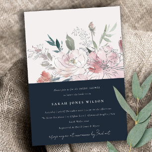 Invitation Fête des mariées florale de la marine