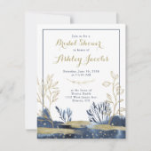 Invitation Fête des mariées florale de la Marine Blue Gold Bo (Devant)