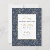 Invitation Fête des mariées florale de la Marine Blue Gold Bo (Dos)