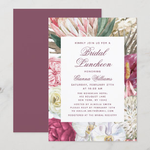 Invitation Fête des mariées florale de l'aquarelle de déjeune