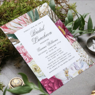 Invitation Fête des mariées florale de l'aquarelle de déjeune