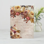 Invitation Fête des mariées florale de l'automne de Boho (Debout devant)