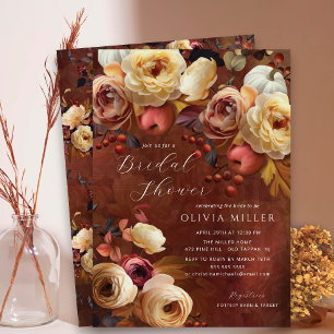 Invitation Fête des mariées florale de l'automne de Boho