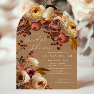 Invitation Fête des mariées florale de l'automne de Boho
