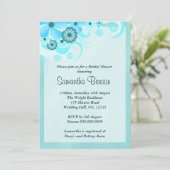 Invitation Fête des mariées florale de l'Hibiscus bleu clair (Debout devant)