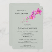 Invitation Fête des mariées florale de l'orchidée rose verte  (Devant / Derrière)