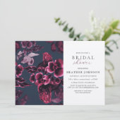 Invitation Fête des mariées florale de luxe marine bleu et bo (Debout devant)