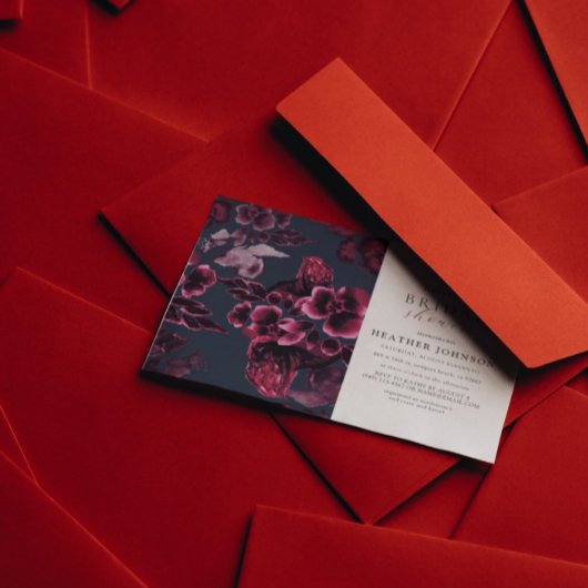 Invitation Fête des mariées florale de luxe marine bleu et bo