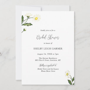 Invitation Fête des mariées florale de marguerite blanche