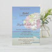 Invitation Fête des mariées florale de mariage de plage (Debout devant)