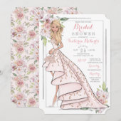 Invitation Fête des mariées florale de mariée illustrée (Devant / Derrière)