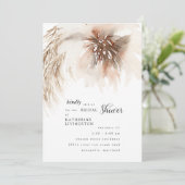 Invitation Fête des mariées florale de Pampas neutres automne (Debout devant)