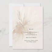 Invitation Fête des mariées florale de Pampas neutres automne (Dos)