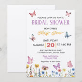 Invitation Fête des mariées florale de papillon printanier (Devant / Derrière)