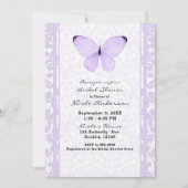 Invitation Fête des mariées florale de papillon violet de lav (Devant)
