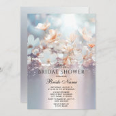 Invitation Fête des mariées florale de Pêche blanche (Devant / Derrière)