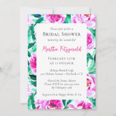 Invitation Fête des mariées florale de Peony rose (Devant)