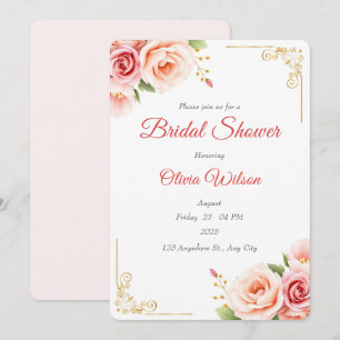 Invitation Fête des mariées florale de Peony rose