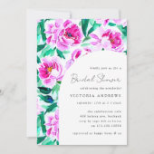 Invitation Fête des mariées florale de Peony rose (Devant)
