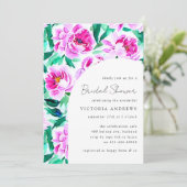 Invitation Fête des mariées florale de Peony rose (Debout devant)