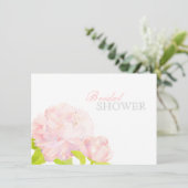 Invitation Fête des mariées florale de pivoine rose Aquarelle (Debout devant)