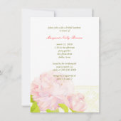 Invitation Fête des mariées florale de pivoine rose Aquarelle (Dos)