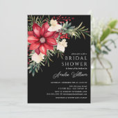 Invitation Fête des mariées florale de Poinsettia (Debout devant)