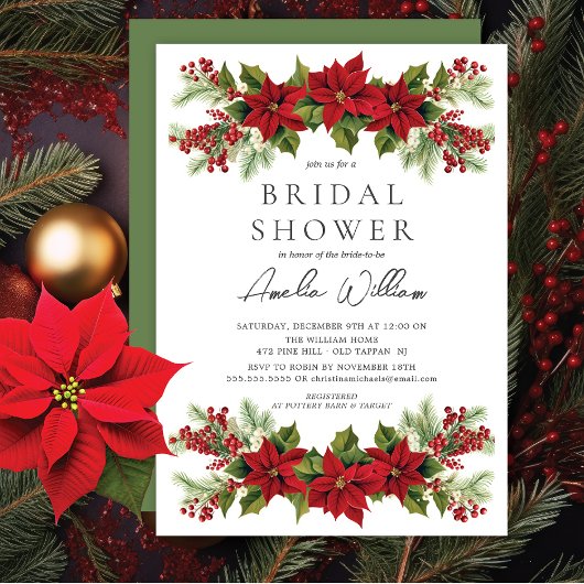 Invitation Fête des mariées florale de Poinsettia
