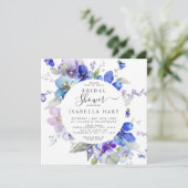 Invitation Fête des mariées florale de printemps violet bleu (Debout devant)