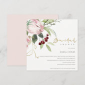 INVITATION FÊTE DES MARIÉES FLORALE DE PROTÉA BURGUNDÉ ROSE B (Devant / Derrière)