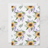 Invitation Fête des mariées florale de tournesol (Dos)