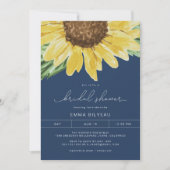 Invitation FÊTE DES MARIÉES florale de tournesol bleu rustiqu (Devant)