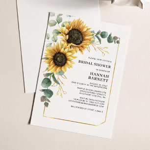 Invitation Fête des mariées florale de tournesol Eucalyptus
