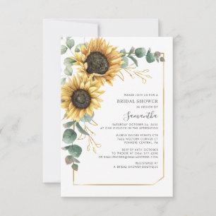 Invitation Fête des mariées florale de tournesol Eucalyptus