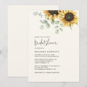 Invitation Fête des mariées florale de tournesol Eucalyptus (Devant / Derrière)