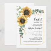 Invitation Fête des mariées florale de tournesol Eucalyptus F (Devant / Derrière)