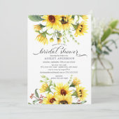 Invitation Fête des mariées florale de tournesol jaune joyeux (Debout devant)