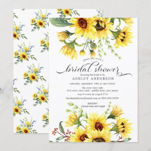 Invitation Fête des mariées florale de tournesol jaune joyeux