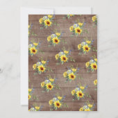 Invitation Fête des mariées florale de tournesol jaune rustiq (Dos)